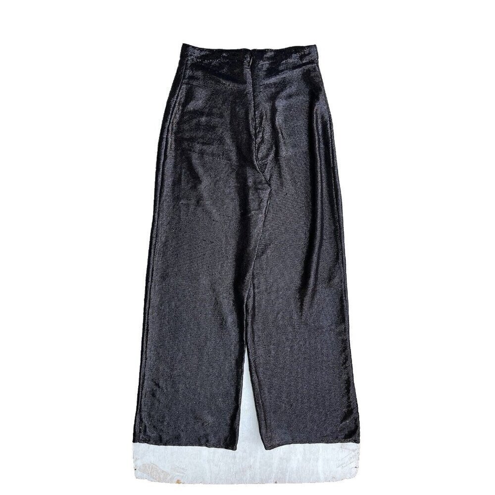 TopShop Women's Black Wide Leg Sparkling Palazzo Pants Size 8 - Picture 7 of 14